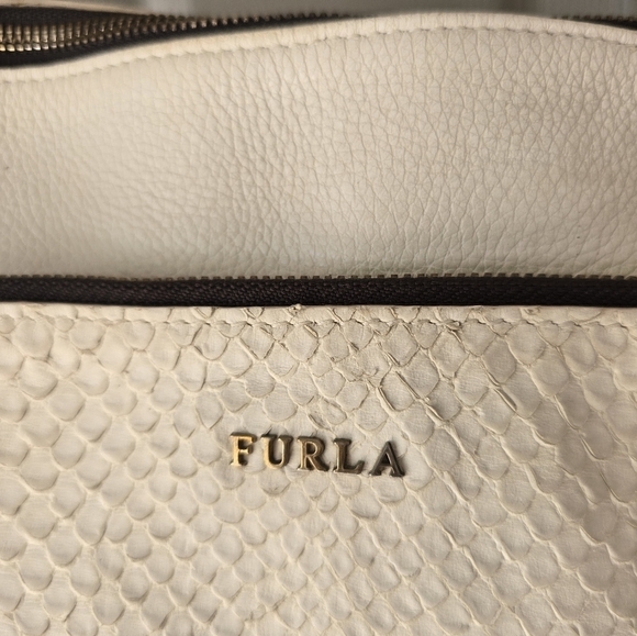 FURLA Genuine Python Embossed One Shoulder Bag Pony Style Authentic Luxury - Picture 6 of 15